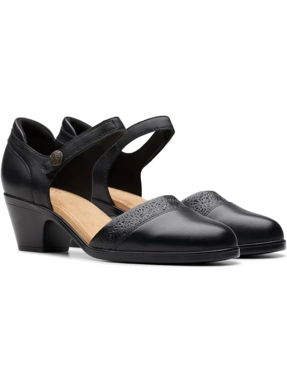 NIB Clark’s Emily 2 Ketra Black Leather Heels (Size 9)